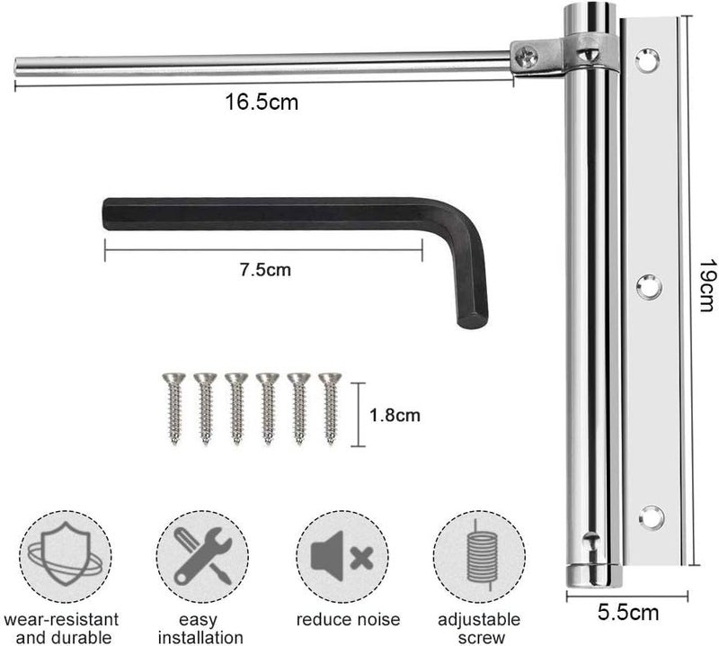 Drofail Spring Load Door Closer Hinge Adjustable Metal Door Closer Slowly Closes for Garden Gates Wooden for Home Office Bedroom Steel - Image 3