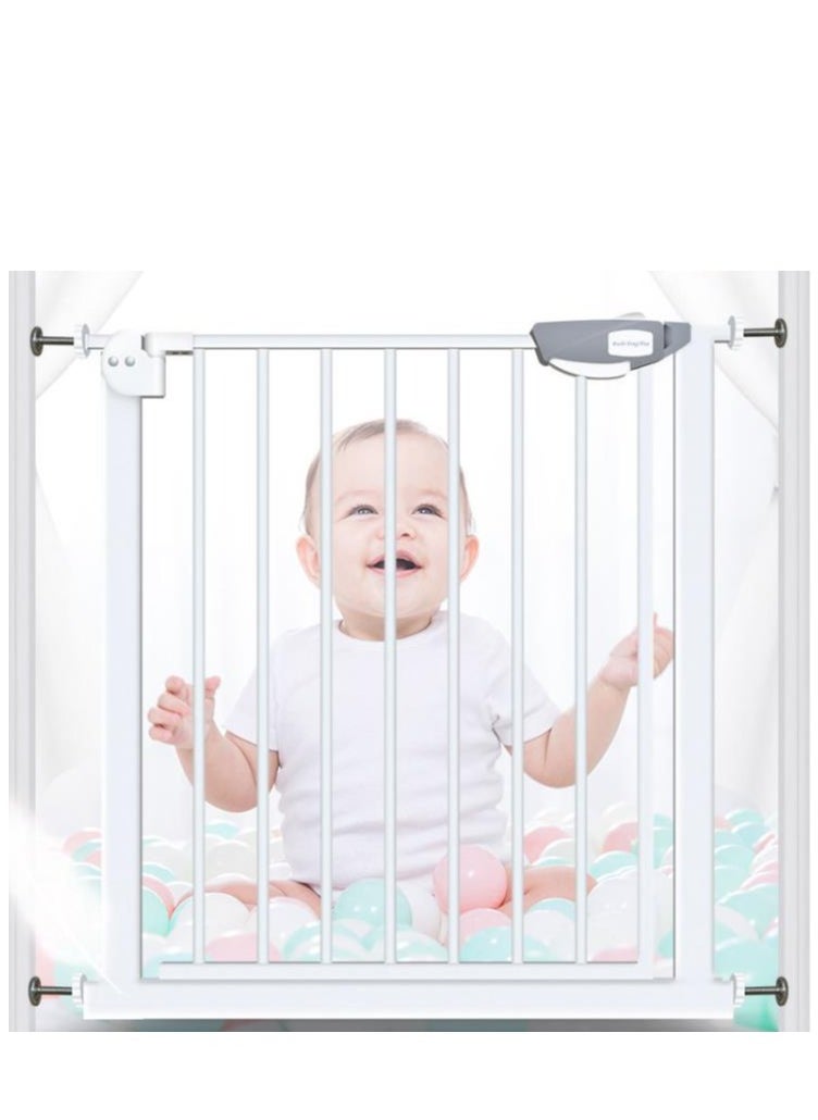 Golden 76-83cm Auto Close Baby Safety Gate, Extra Tall & Wide Child Pet Dog Gate with One Touch Release Safety Lock, Baby Gate for House, Doorway & Staircases| Indoor Safety Gate for Baby Kids (White)  - Image 1