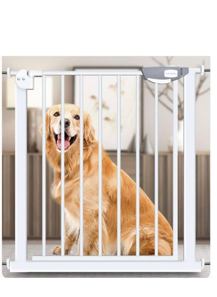 Golden 76-83cm Auto Close Baby Safety Gate, Extra Tall & Wide Child Pet Dog Gate with One Touch Release Safety Lock, Baby Gate for House, Doorway & Staircases| Indoor Safety Gate for Baby Kids (White)  - Image 3