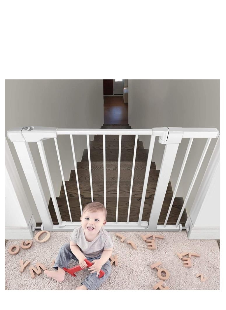 Golden 76-83cm Auto Close Baby Safety Gate, Extra Tall & Wide Child Pet Dog Gate with One Touch Release Safety Lock, Baby Gate for House, Doorway & Staircases| Indoor Safety Gate for Baby Kids (White)  - Image 5