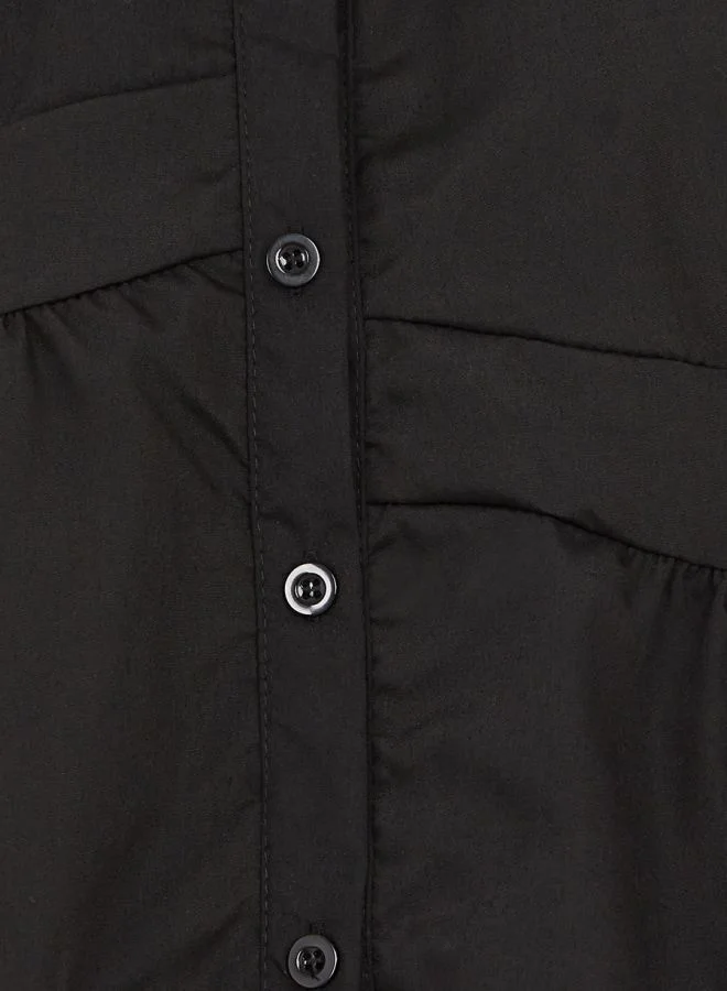 Take Two Solid Button Placket Blouse