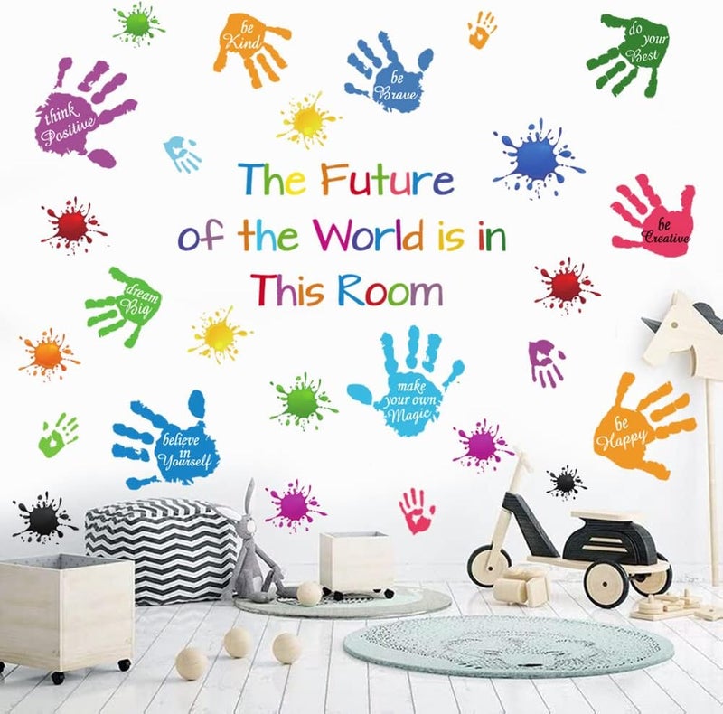 Casa Decor Colorful Inspirational Quotes Wall Stickers Vinyl Paint Splatter Handprint Wall Decals Motivational Lettering Positive Saying Wall Art Sticker for Kids Bedroom Playroom Classroom Nursery Room Decor - Image 5