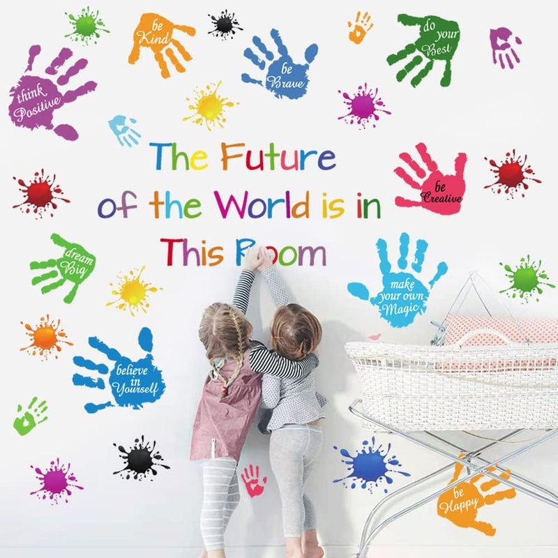 Casa Decor Colorful Inspirational Quotes Wall Stickers Vinyl Paint Splatter Handprint Wall Decals Motivational Lettering Positive Saying Wall Art Sticker for Kids Bedroom Playroom Classroom Nursery Room Decor - Image 4