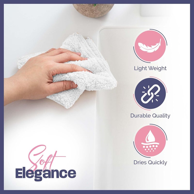 12 x 12 Inches White Wash Cloths Bulk 12 Pack Face Cloths Hand Towels for Bathroom Cotton Washcloths Set Soft Cleaning Rags for Bath Body Spa Gym Kitchen Dish  - Image 4