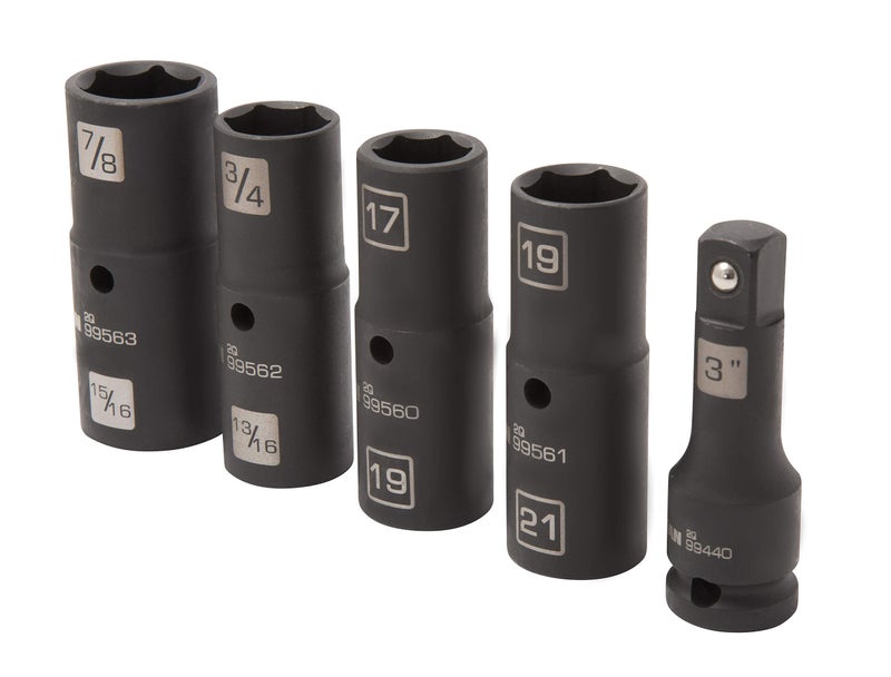 Steelman 5-Piece 1/2-Inch Drive 6-Point Impact Flip Socket Set, Includes 3-inch extension, 17 x 19mm and 7/8 x 15/16-inch Regular Sockets and 19 x 21mm and 3/4 x 13/16-inch Thin-Wall Sockets - Image 4