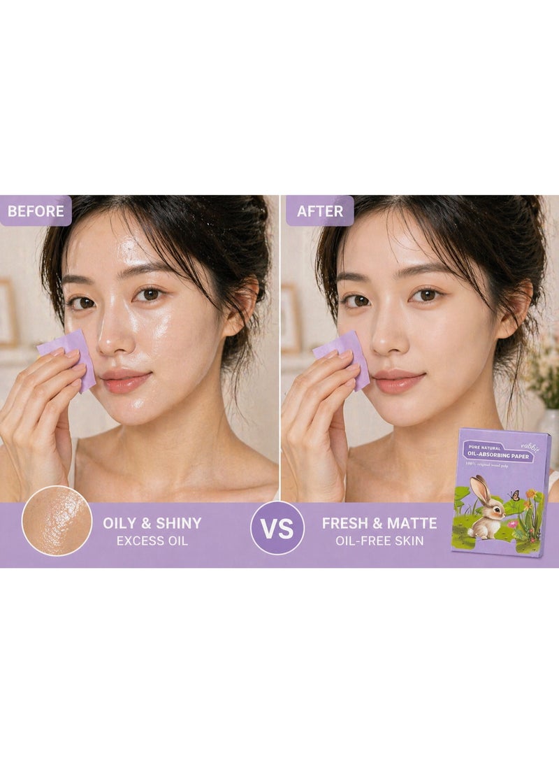 Bunny-shaped oil-absorbing wipes for the face - Instant removal of oil and shine - Lightweight and easy to use - (100 pieces inside the pack) - Image 5