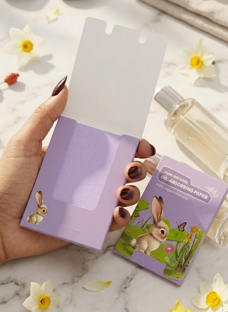 Bunny-shaped oil-absorbing wipes for the face - Instant removal of oil and shine - Lightweight and easy to use - (100 pieces inside the pack) - Image 1