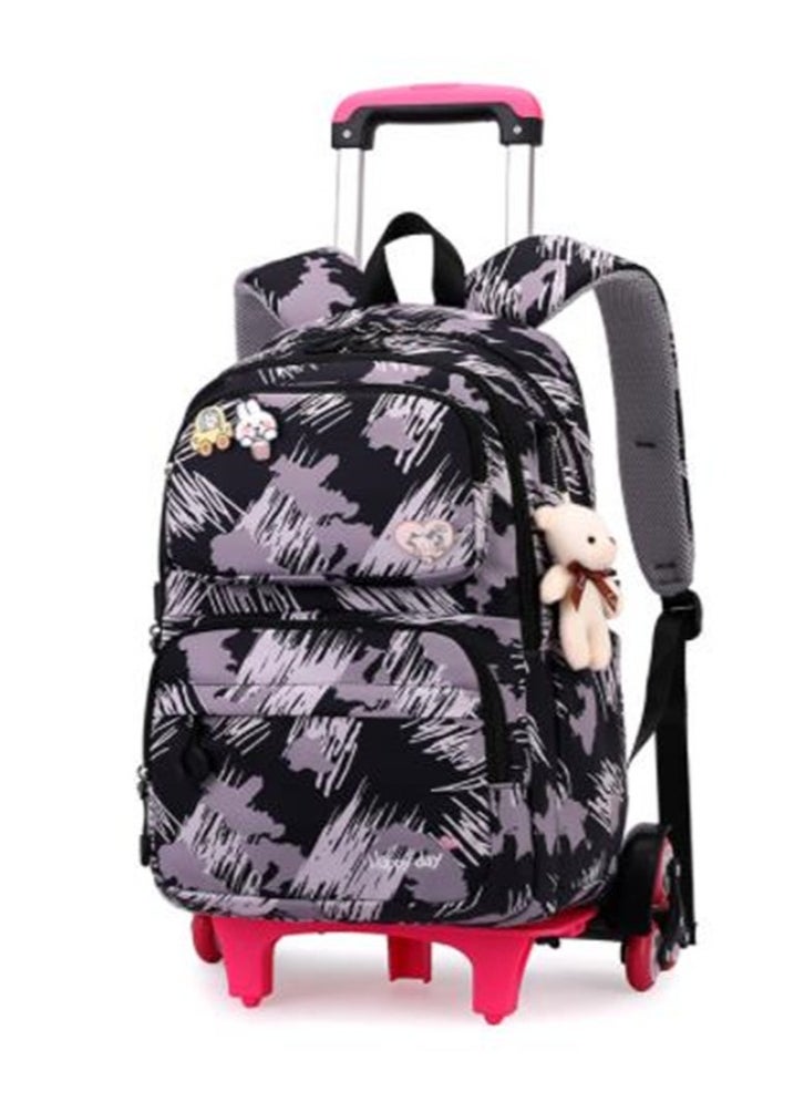 Golden Rolling Backpack For Girls Elementary School Students With Wheels Bookbags Kids Trolley Travel Bag  - Image 1