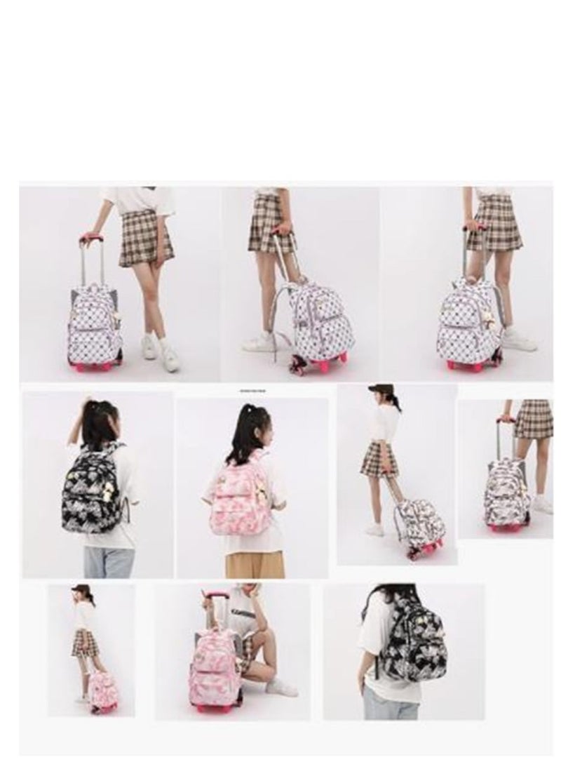 Golden Rolling Backpack For Girls Elementary School Students With Wheels Bookbags Kids Trolley Travel Bag  - Image 5