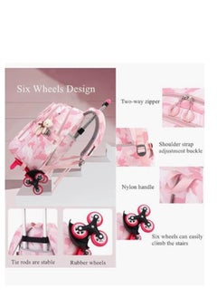 Golden Rolling Backpack For Girls Elementary School Students With Wheels Bookbags Kids Trolley Travel Bag  - Image 3