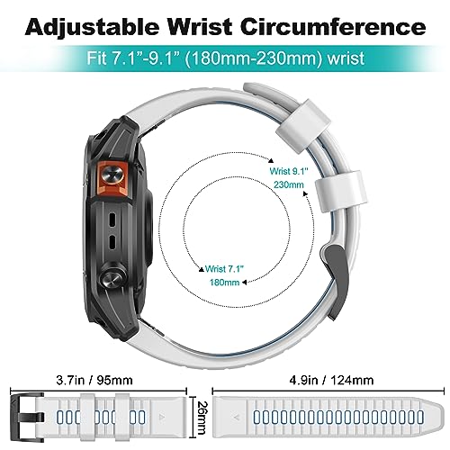 OVERSTEP Compatible with Fenix 7X Bands, 26mm Width Soft Silicone Replacement Strap for Fenix 7X Pro/Fenix 6X/ Fenix 5X/ Fenix 3 Smartwatch - Image 5
