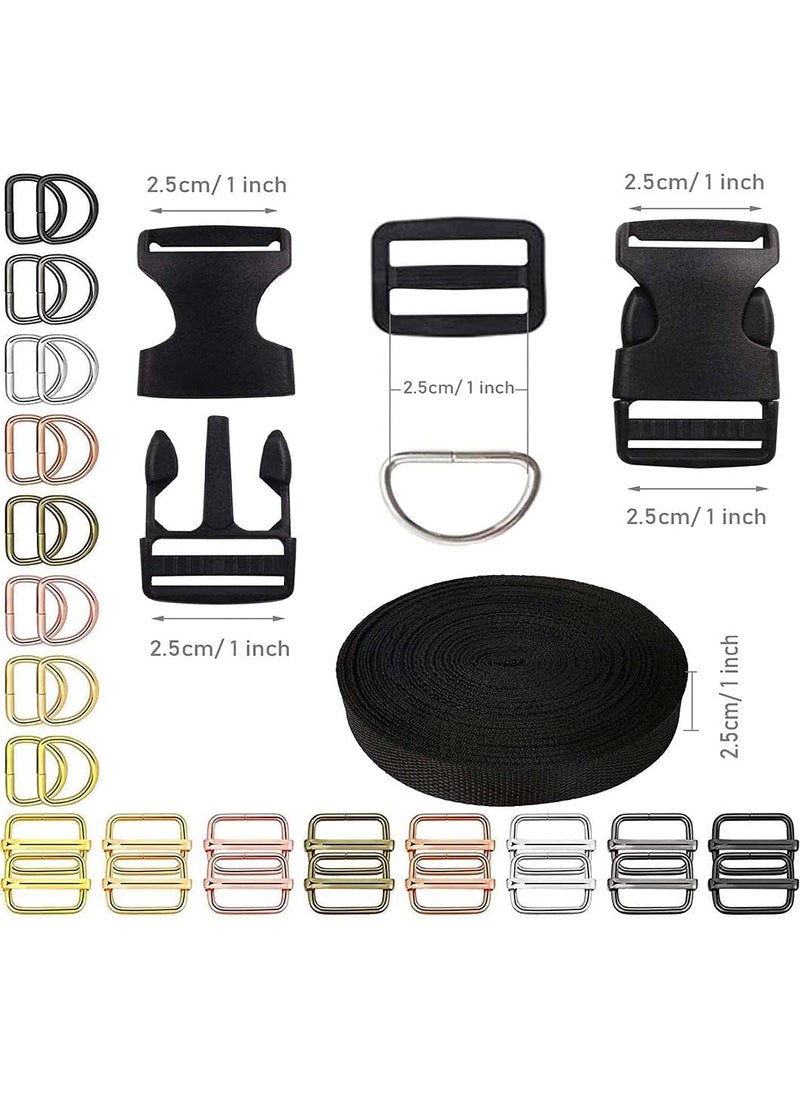 DIY Crafts DIY DIYC11809 Crafts Flat Side Slide Release Buckles TriGlide Slides Nylon Webbing Straps5 Pcs Slide Buckles Chrome Silver  - Image 2