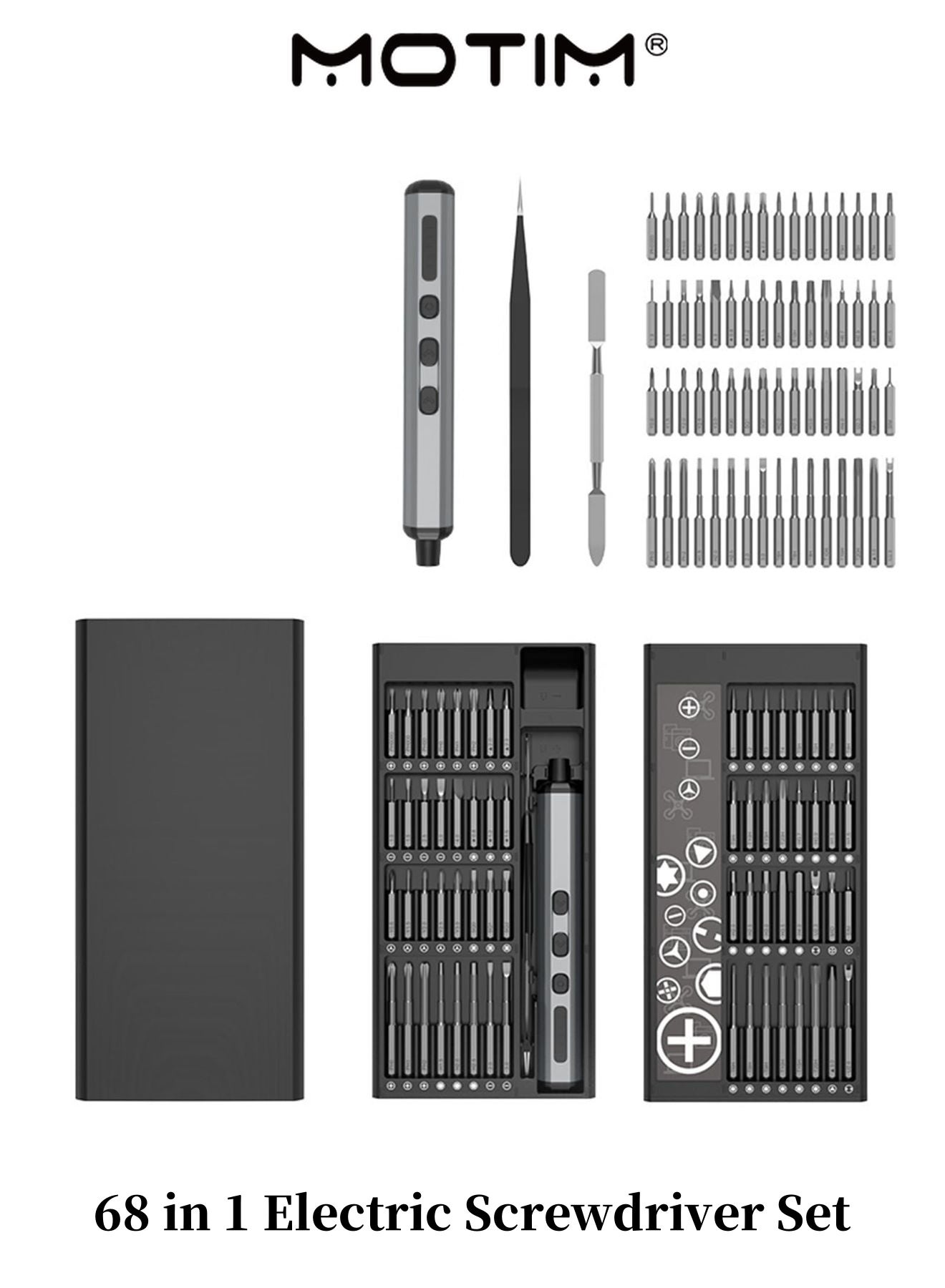 68 in 1 Electric Screwdriver Set Mini Electric Screwdriver Repair tool Kit with 64 Magnetic Multi-Bits Cordless Hand tools Kit for Mobile Phones Cameras Laptops Watches
