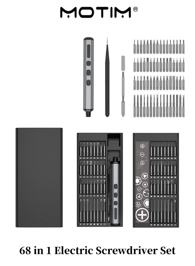 Motim 68 in 1 Electric Screwdriver Set Mini Electric Screwdriver Repair tool Kit with 64 Magnetic Multi-Bits Cordless Hand tools Kit for Mobile Phones Cameras Laptops Watches - Image 1