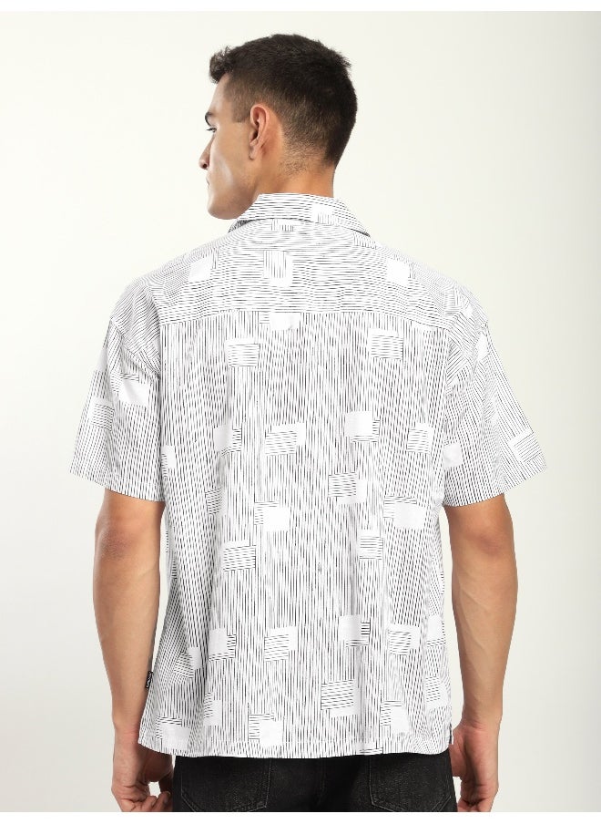 Beyoung White Printed Cuban Shirt  - Image 4