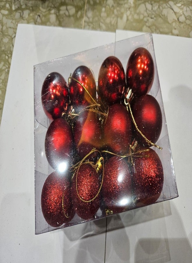 Christmas Tree Ornaments, Red Shiny and Glitter Ball Decorations, 24 Pack - Image 1