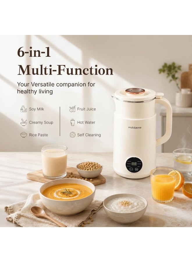 The Better Home Fumato 800ml Automatic Nut Milk Maker & Soup Maker | 6 Presets for Vegan Milk (Almond, Soy, Oat), Smoothies & Purees | 600W Fast Heating, 304 Stainless Steel Interior, 1 Year Warranty - Image 2