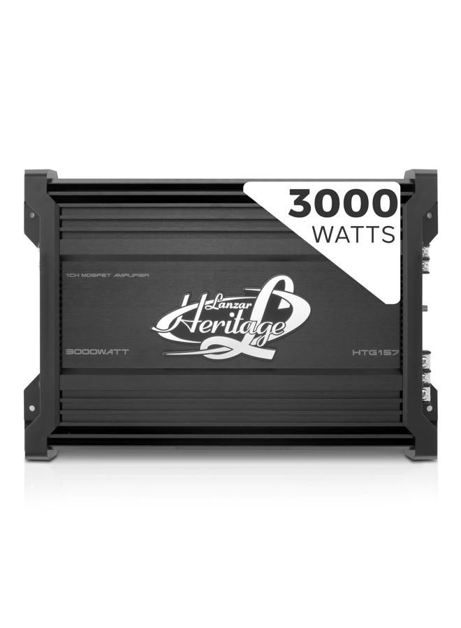 Lanzar 1 Channel Car Audio Amplifier, Monoblock, 3,000 Watt Peak, 2 Ohm, MOSFET, Nickel Plated RCA Input, Bass Boost Circuit, Electronic Crossover Network, Power Protection LEDs - HTG157 - Image 1