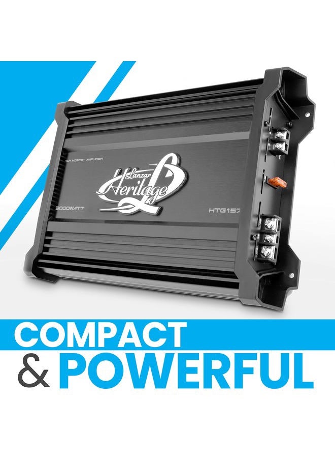 Lanzar 1 Channel Car Audio Amplifier, Monoblock, 3,000 Watt Peak, 2 Ohm, MOSFET, Nickel Plated RCA Input, Bass Boost Circuit, Electronic Crossover Network, Power Protection LEDs - HTG157 - Image 4