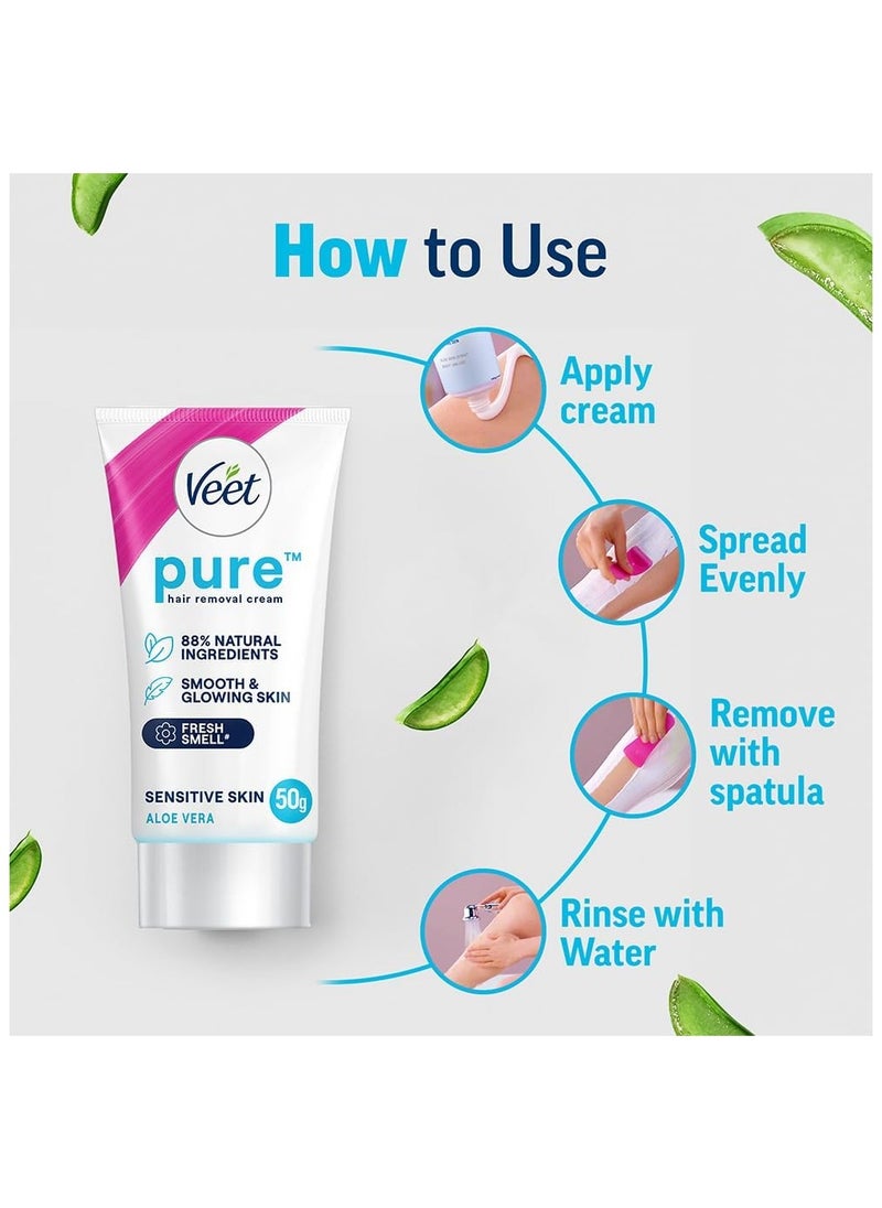 Veet Veet Pure Hair Removal Cream for Women For Sensitive Skin - 50g  - Image 4