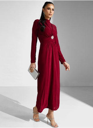Mock Neck Buckle Belted Dress - pzsku/Z17F6FD9FEB353BF2BDE6Z/45/_/1706127706/4a20abee-809a-41ee-bcf2-896144b5371c