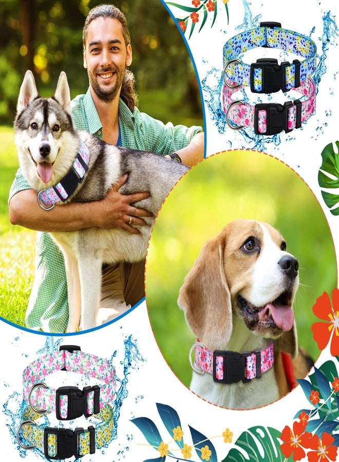 Saintrygo 4 Pcs Floral Dog Collar Cute Flower Female Dog Collar Adjustable Pastel Spring Summer Pet Collars for Small Medium Large Dogs(Large) - Image 4