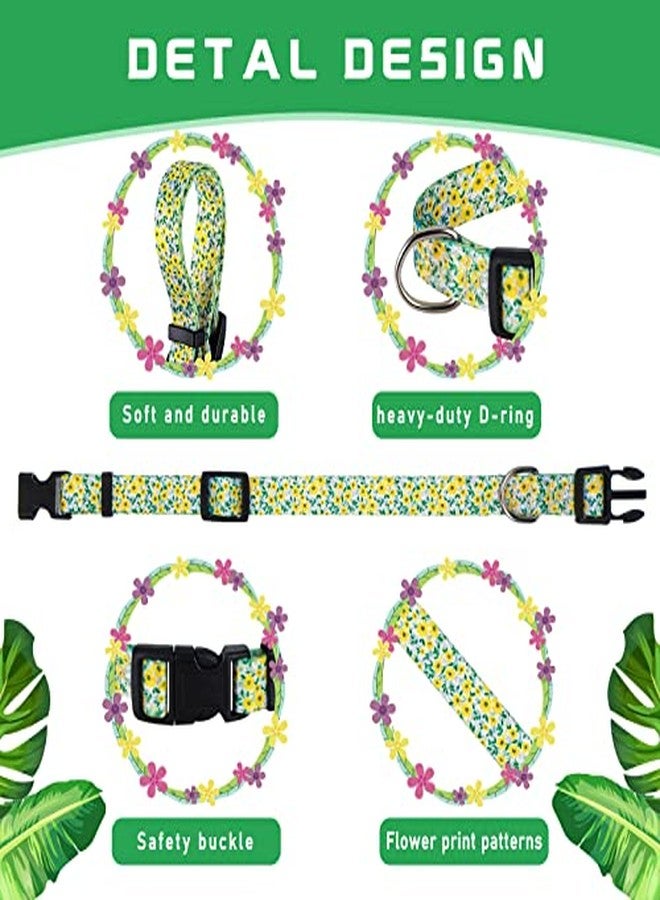Saintrygo 4 Pcs Floral Dog Collar Cute Flower Female Dog Collar Adjustable Pastel Spring Summer Pet Collars for Small Medium Large Dogs(Large) - Image 3