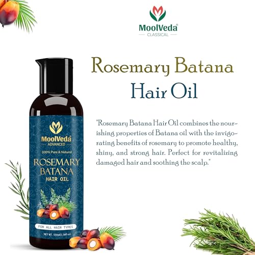Moolveda Pure Rosemary Batana Oil for Hair Growth By Dr Sebi Sourced From Honduras | Promotes Thicker, Shiny, Stronger & Healthy Hair | Hair Fall Control | (100 ml) - Image 4