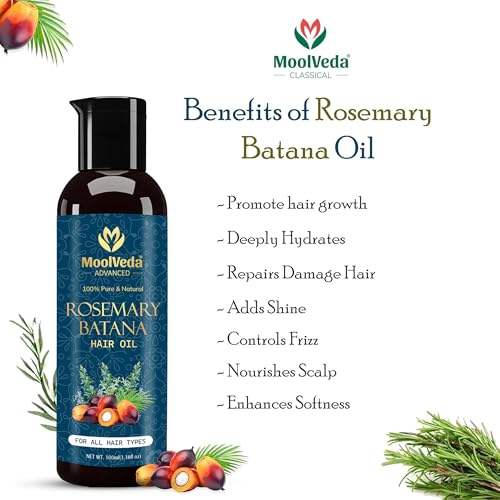 Moolveda Pure Rosemary Batana Oil for Hair Growth By Dr Sebi Sourced From Honduras | Promotes Thicker, Shiny, Stronger & Healthy Hair | Hair Fall Control | (100 ml) - Image 3