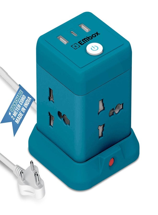 EMBOX لوحة تمديد EMBOX Cube مزودة بمنفذ USB، ومقابس عالمية، ومنفذ USB (2.4 أمبير) (شحن سريع 3.0)، ولوحة تمديد مزودة بمفاتيح، وحماية من الحمل الزائد، ومؤشر. - Image 1
