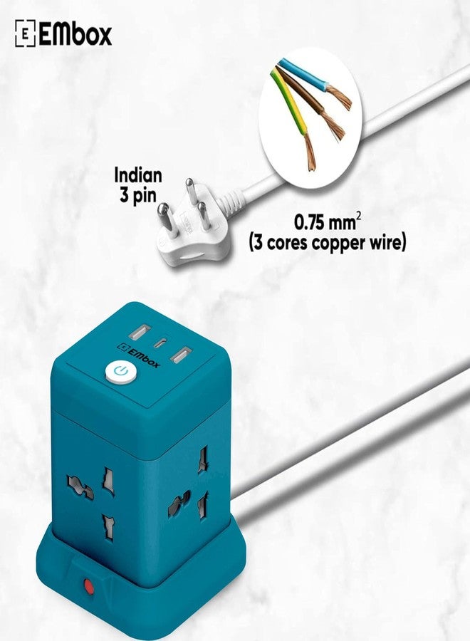EMBOX لوحة تمديد EMBOX Cube مزودة بمنفذ USB، ومقابس عالمية، ومنفذ USB (2.4 أمبير) (شحن سريع 3.0)، ولوحة تمديد مزودة بمفاتيح، وحماية من الحمل الزائد، ومؤشر. - Image 5
