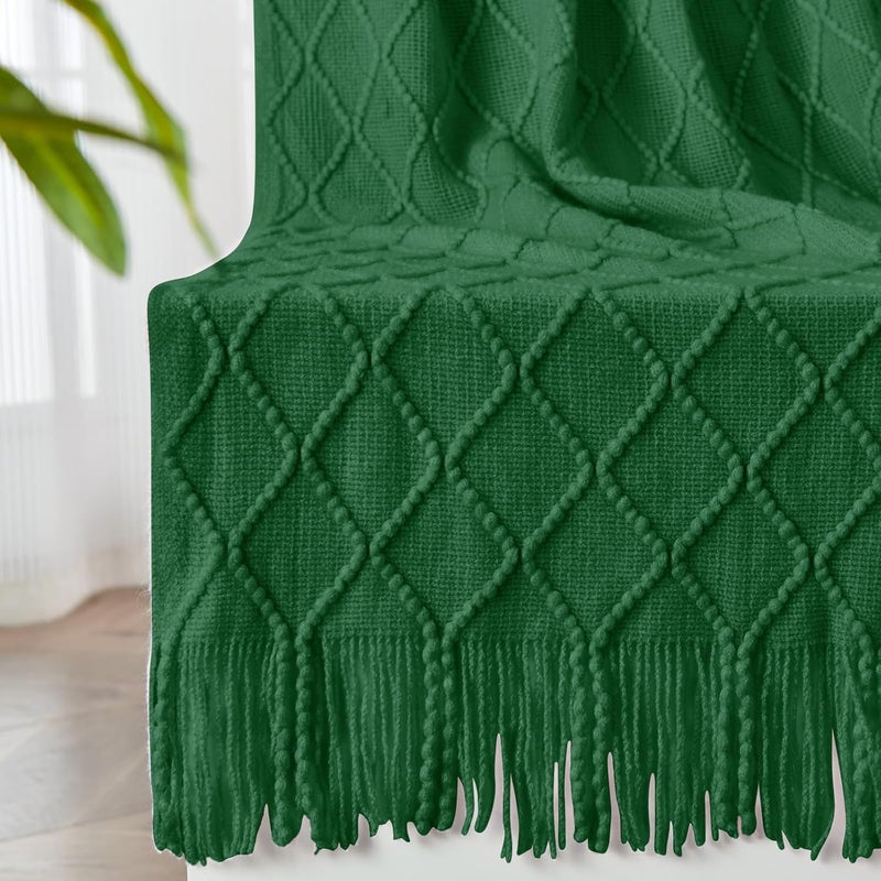 inhand Knitted Throw Blanket for Couch and Bed, Soft Living Room Home Decor Knitted Blanket with Tassel, Outdoor Lightweight Breathable Summer Blanket, Farmhouse Warm Woven Decorative, 50"x60" - Image 1