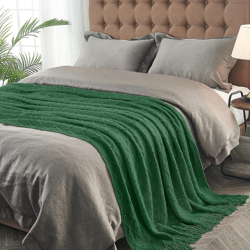 inhand Knitted Throw Blanket for Couch and Bed, Soft Living Room Home Decor Knitted Blanket with Tassel, Outdoor Lightweight Breathable Summer Blanket, Farmhouse Warm Woven Decorative, 50"x60" - Image 4