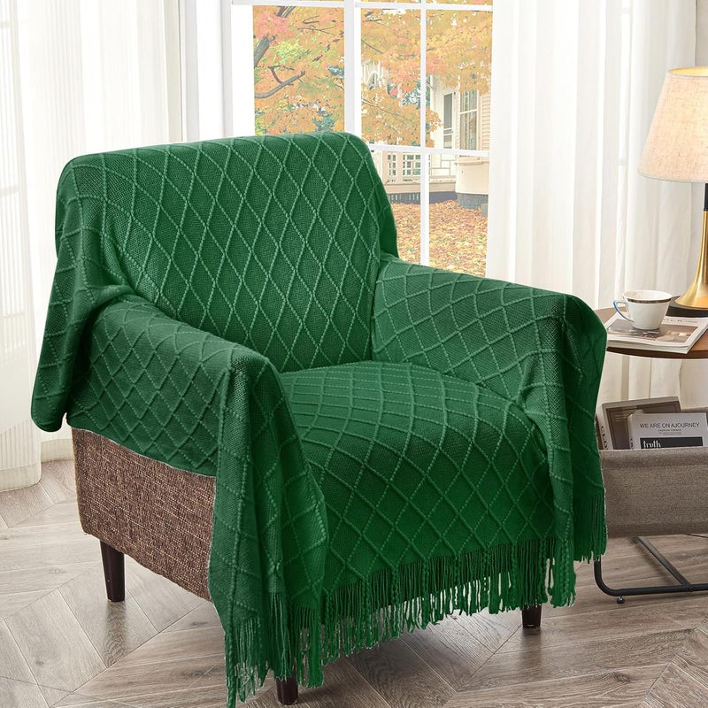 inhand Knitted Throw Blanket for Couch and Bed, Soft Living Room Home Decor Knitted Blanket with Tassel, Outdoor Lightweight Breathable Summer Blanket, Farmhouse Warm Woven Decorative, 50"x60" - Image 5