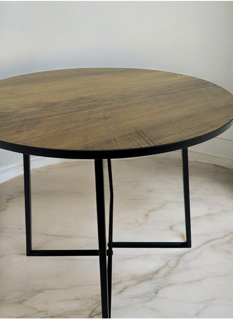 Modern brown wooden table, with black iron legs, 40X39 cm. - pzsku/Z17F7126F4DEA70E8AE5EZ/45/_/1738143373/48455c89-f5cc-4770-a903-dff88cd4e0e7