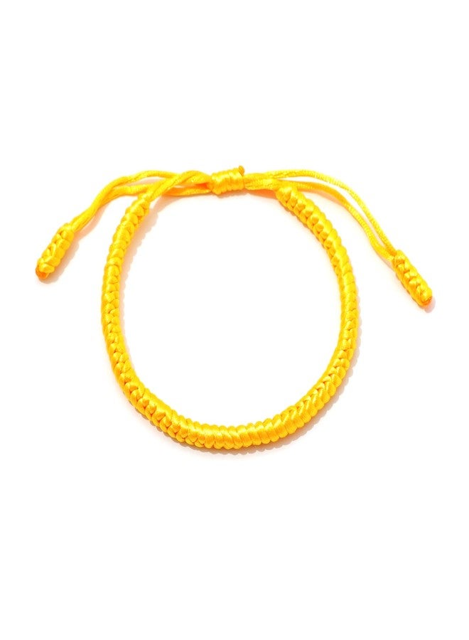 Handmade Tibetan String Bracelet Adjustable Woven Rope Knot Bracelet Red Purple Yellow Brown Black Blue Friendship Bracelet Lucky Charm Bracelet Couple Matching Bracelet Friendship Jewelry for Women and Men (Yellow)