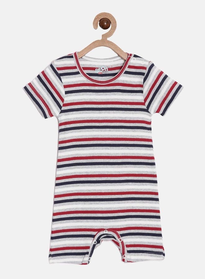 Broon Boys & Girls White and Maroon Printed Rompers | Premium Organic Cotton | Short Sleeves with Allover Print | Infant Wear | Skin Friendly | Chemical Free | Pack of 2 - Image 3