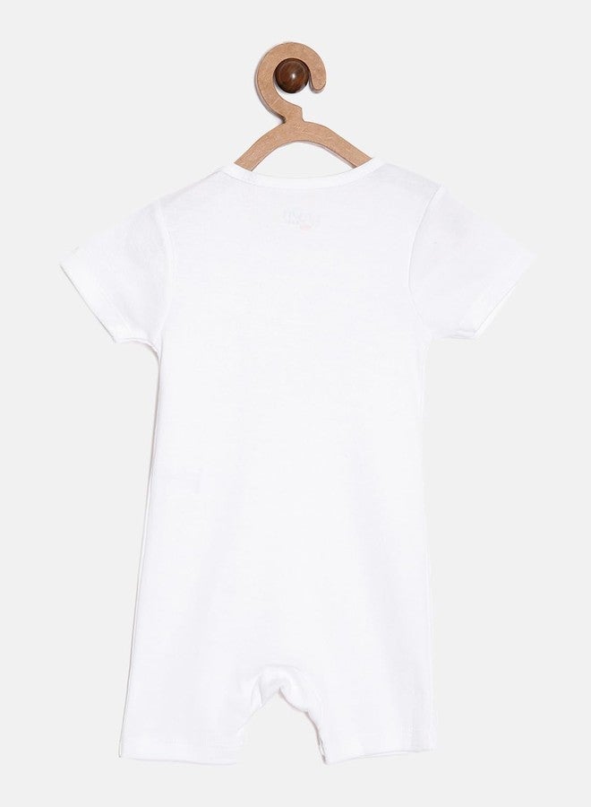 Broon Boys & Girls White and Maroon Printed Rompers | Premium Organic Cotton | Short Sleeves with Allover Print | Infant Wear | Skin Friendly | Chemical Free | Pack of 2 - Image 4
