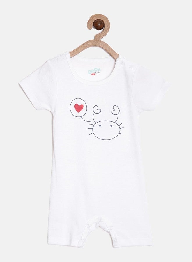 Broon Boys & Girls White and Maroon Printed Rompers | Premium Organic Cotton | Short Sleeves with Allover Print | Infant Wear | Skin Friendly | Chemical Free | Pack of 2 - Image 2