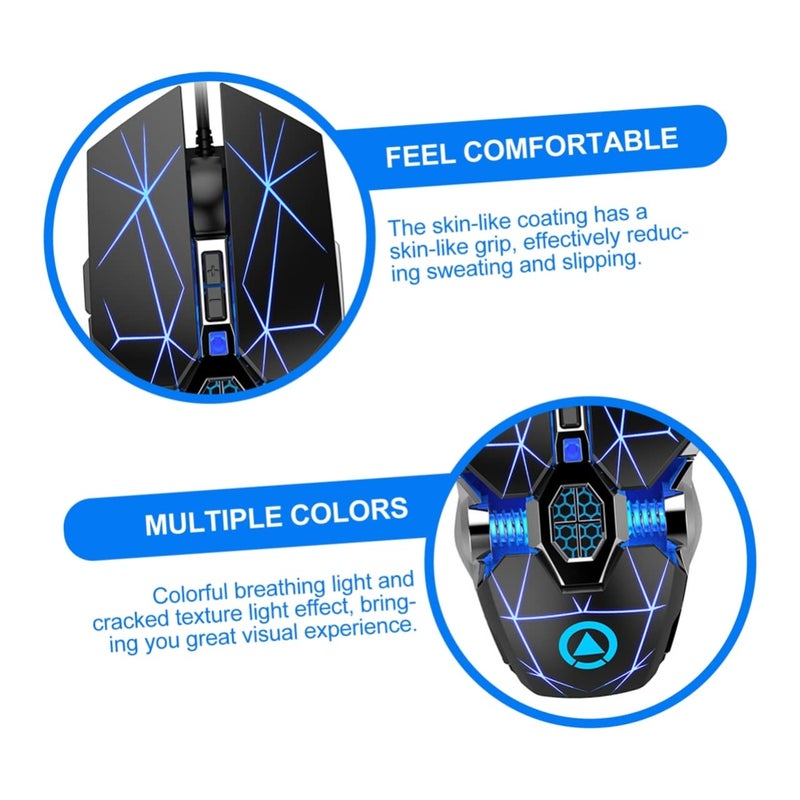 فأرة ألعاب RGB سلكية بمقبض مريح يشبه الجلد مع ملصقات أقدام مقاومة للانزلاق لأجهزة الكمبيوتر المحمولة - Image 5