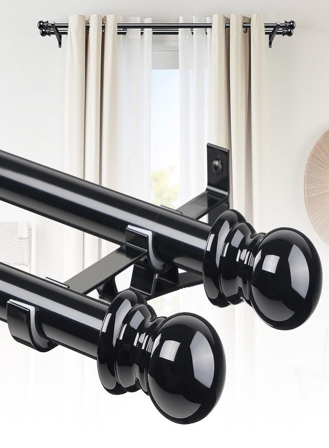 CALCHELE Double Curtain Rods for windows, 1 Inch Diameter double rod curtain rods Heavy Duty Decorative Drapery Rod for Windows 28 to 42 Inch Black - Image 1