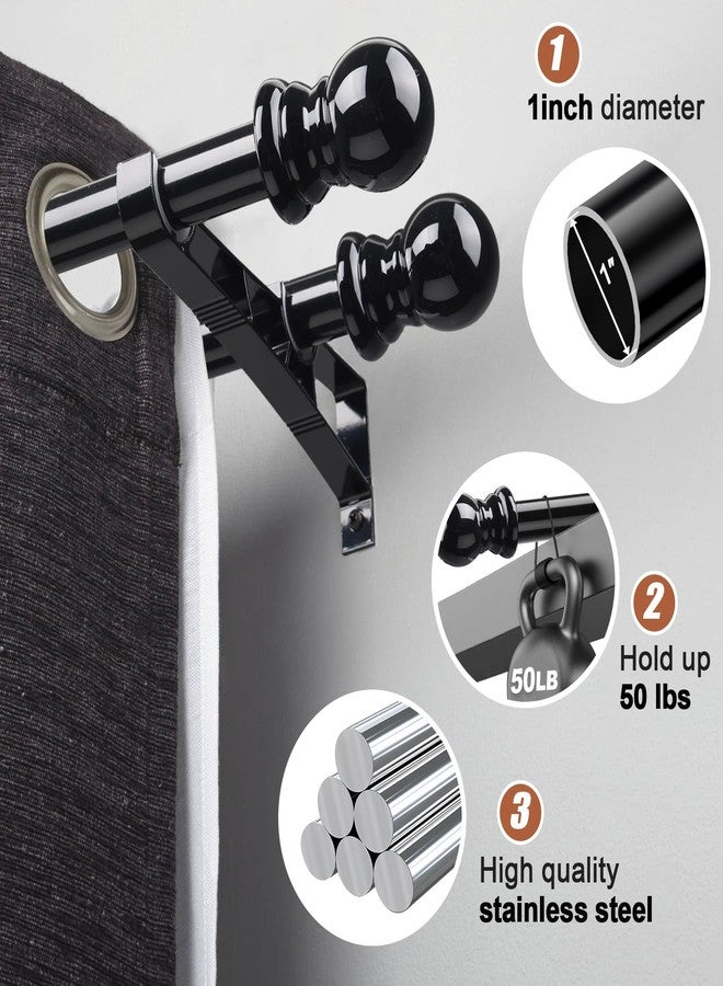 CALCHELE Double Curtain Rods for windows, 1 Inch Diameter double rod curtain rods Heavy Duty Decorative Drapery Rod for Windows 28 to 42 Inch Black - Image 2