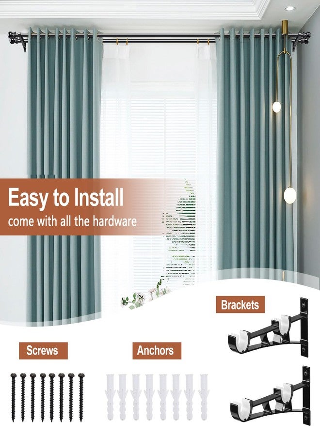 CALCHELE Double Curtain Rods for windows, 1 Inch Diameter double rod curtain rods Heavy Duty Decorative Drapery Rod for Windows 28 to 42 Inch Black - Image 5