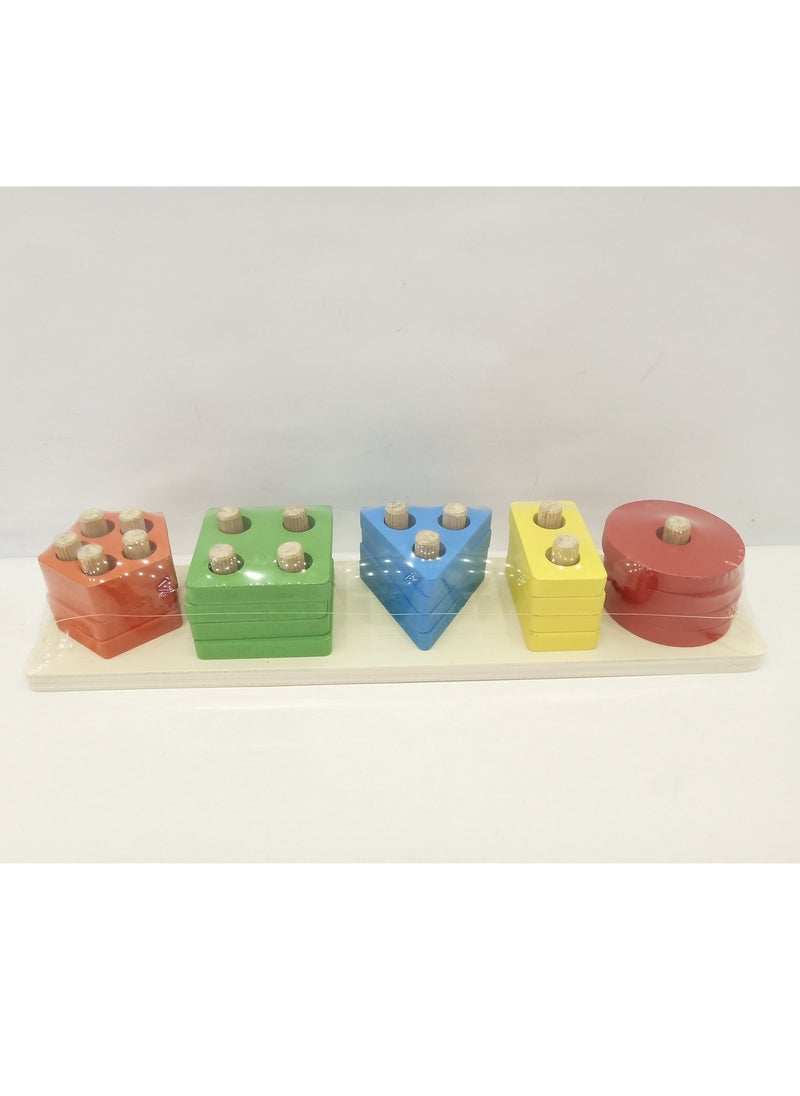 Wooden Number & Shape Stacking Blocks | Montessori Sorting & Stacking Toys | Color Recognition & Shape Sorter Gift for Toddlers