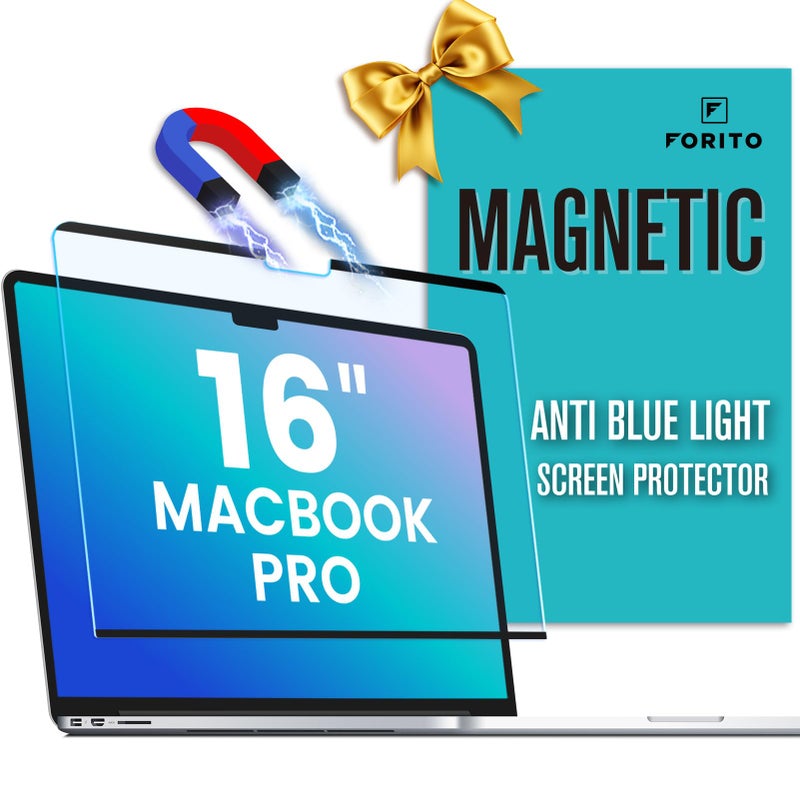 FFORITO F FORITO Magnetic Anti Blue Light Screen Protector Compatible with MacBook Pro 16 inch(2021-2024, M4, M3, M2, M1), Bubble-Free Install, Removable & Reusable Anti Glare Matte Laptop Screen Shield - Image 1