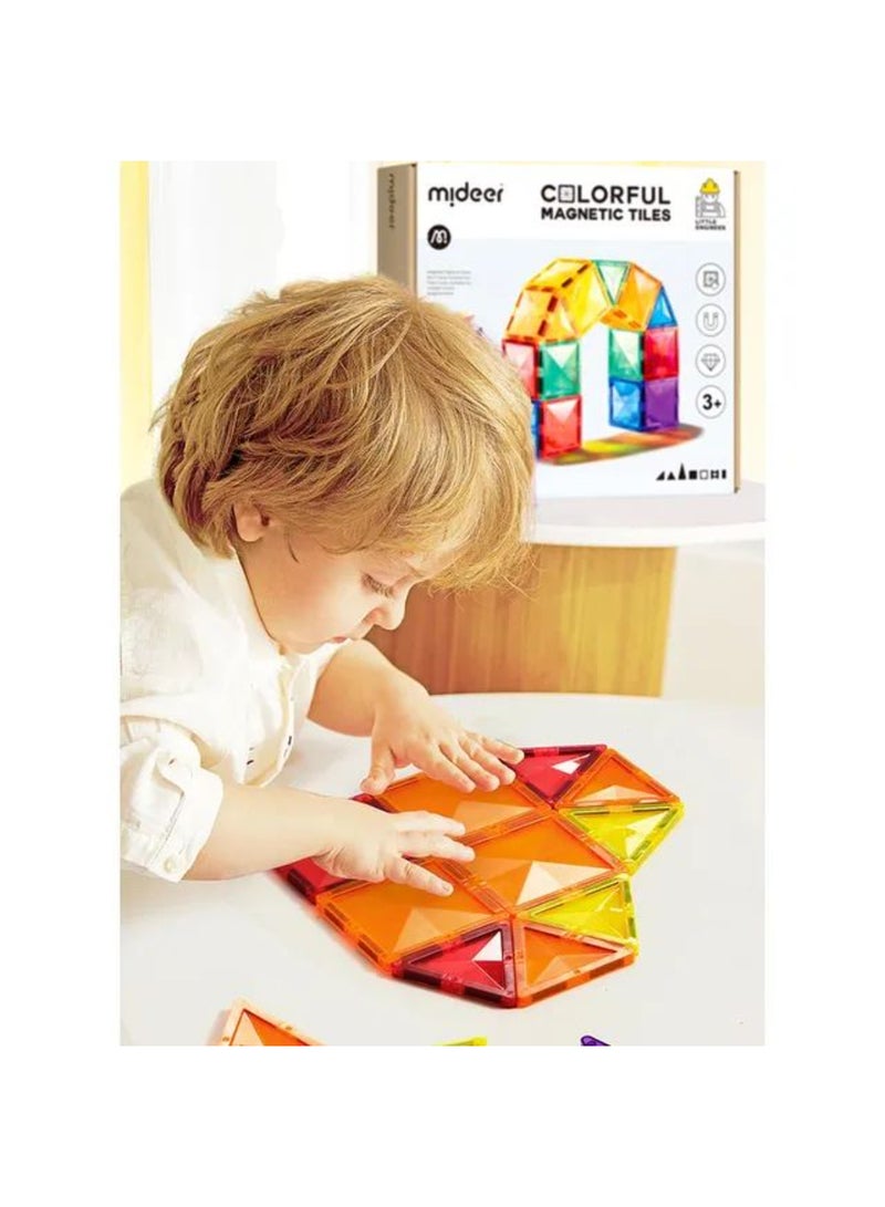 MiDeer Colorful Magnetic Tiles – 100 PCS Oversized Magnetic Building Blocks for Kids – 75mm STEM Learning Toy with Strong Magnets, Translucent Colors, and Storage Bag – Educational Toy for Ages 3+ - Image 3