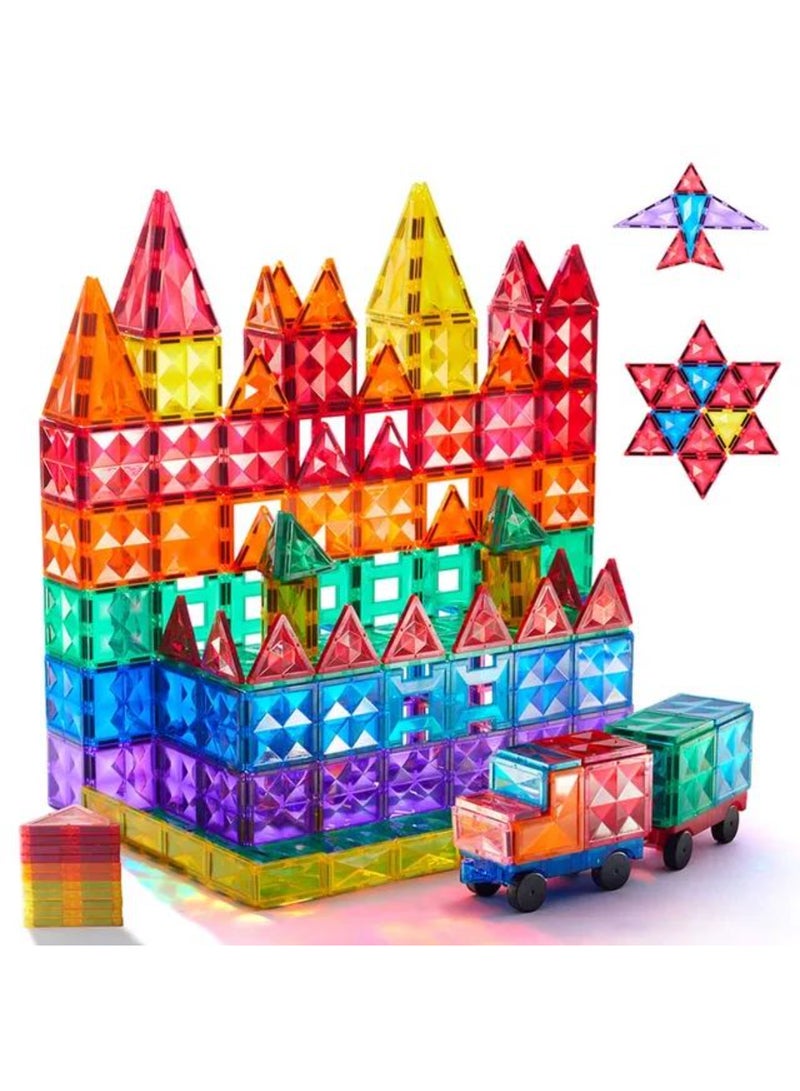 MiDeer Colorful Magnetic Tiles – 100 PCS Oversized Magnetic Building Blocks for Kids – 75mm STEM Learning Toy with Strong Magnets, Translucent Colors, and Storage Bag – Educational Toy for Ages 3+ - Image 2