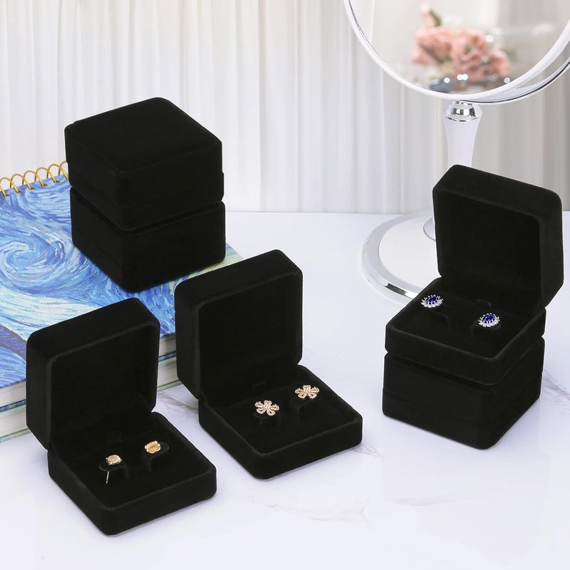 LETURE 6 Pieces Velvet Jewelry Gift Boxes for Necklace Pendant Bracelet Ring Earring, Jewelry Storage Display Case for Christmas Wedding Engagement Birthday Anniversary (Earring Box -6PCS) - Image 4
