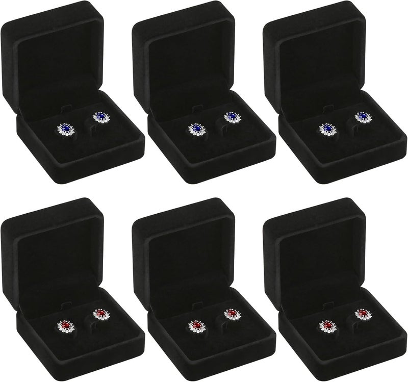 LETURE 6 Pieces Velvet Jewelry Gift Boxes for Necklace Pendant Bracelet Ring Earring, Jewelry Storage Display Case for Christmas Wedding Engagement Birthday Anniversary (Earring Box -6PCS) - Image 1