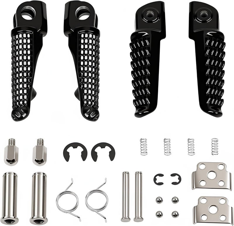 TCMI Motorcycle Footpeg Front and Rear Footrest Foot Pegs Fits for Kawasaki ZX6R 2003-2011, Z750 Z1000 2007-2012, ZX14 2006-2013, ZZR1200 2000-2006, ZX-10R 2004-2012, ZX-9R 1998-2003 (black) - Image 1